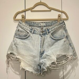 Distressed Light wash Jean Shorts
